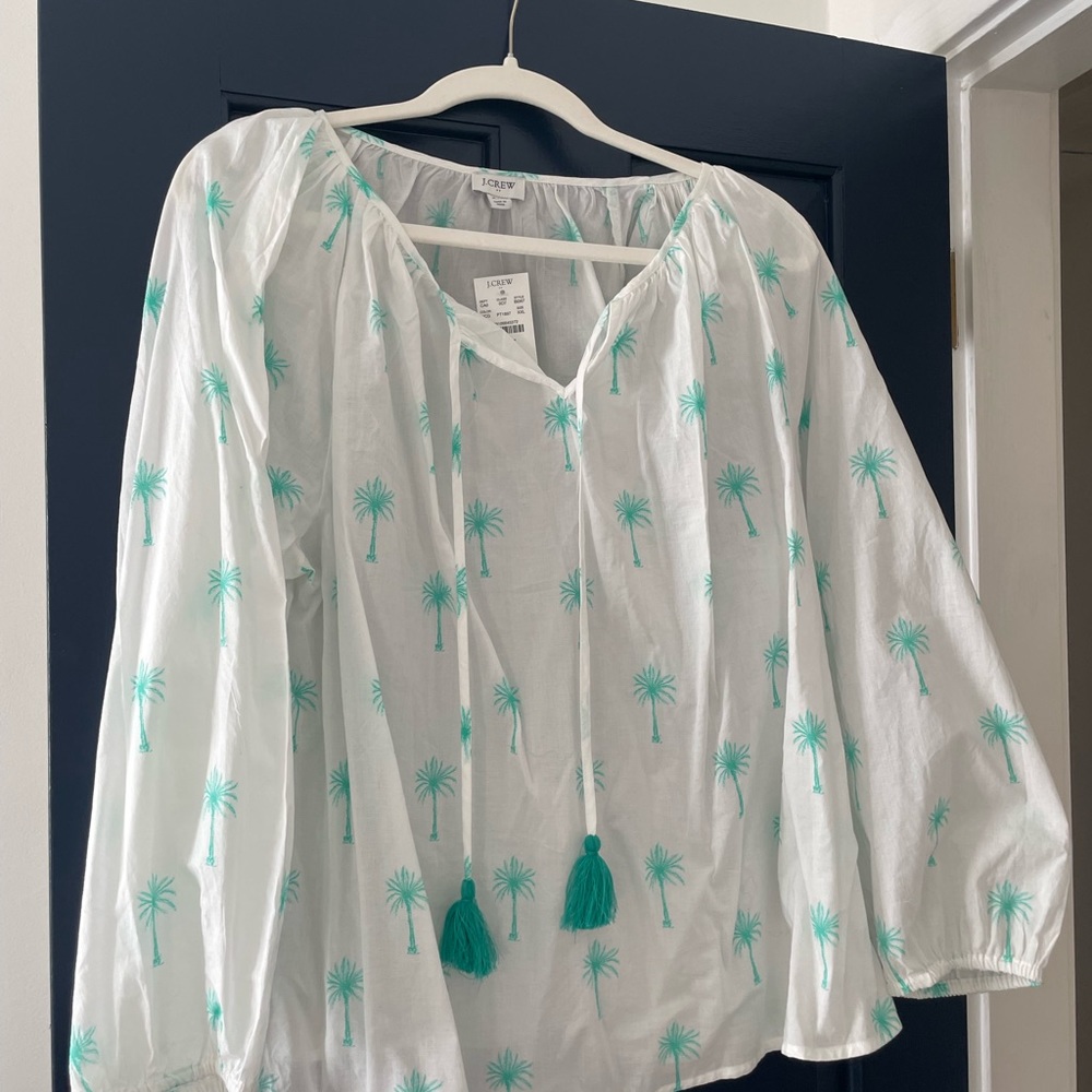 NWT J.Crew top with tassel ties